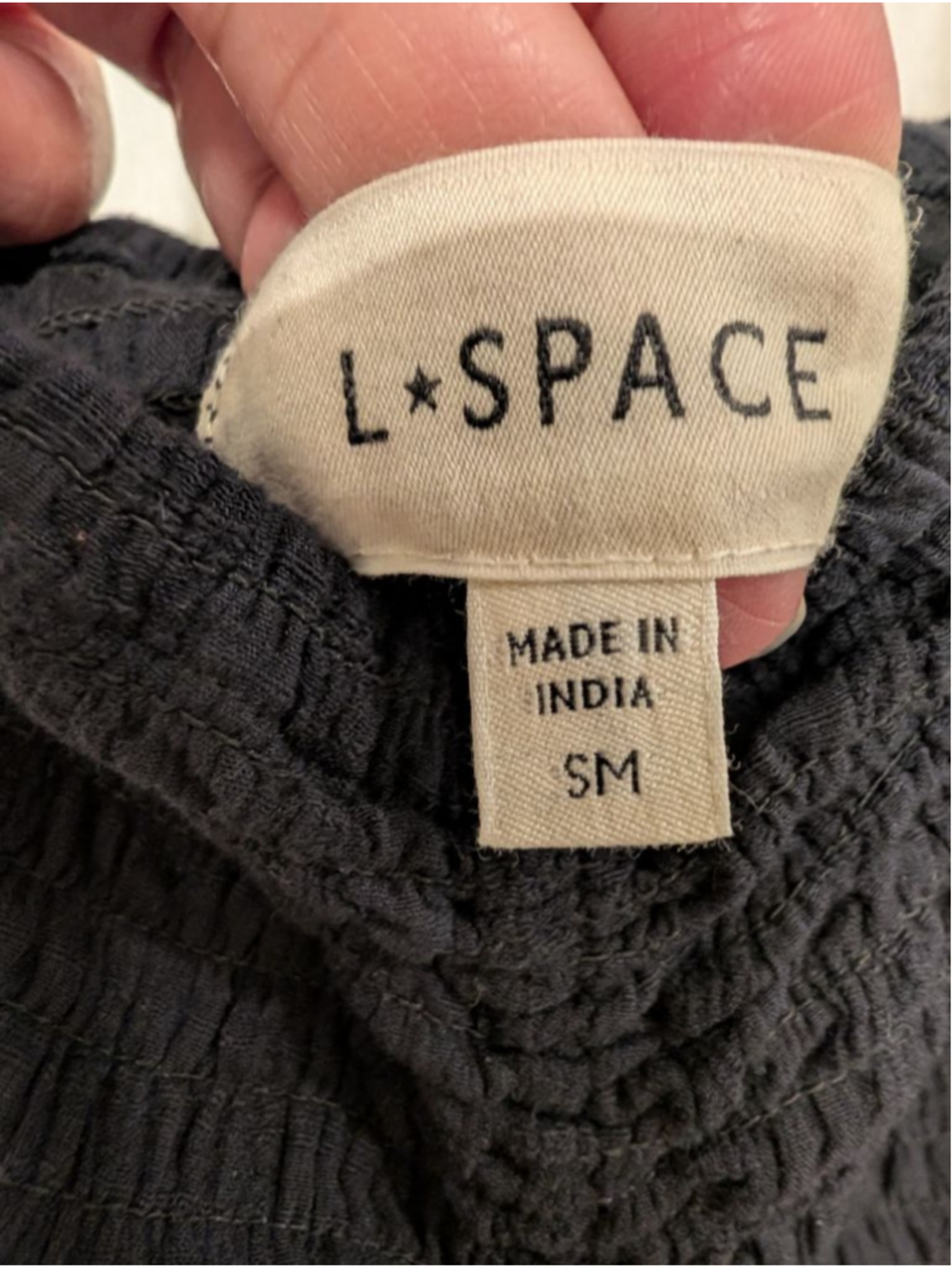 Anthropologie L*SPACE Mallorca Midi Dress Black Cotton Smocked S Resort Wear - Picture 4 of 9